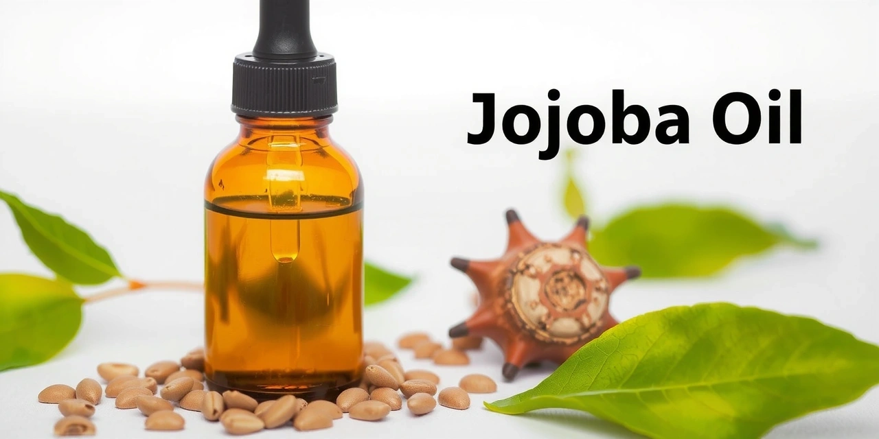 Close-up of Jojoba Oil in a glass dropper bottle with golden hue